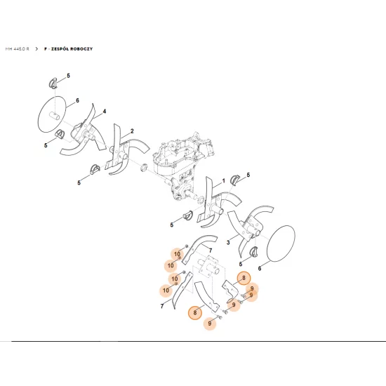 STIHL Glebogryzarka MH445.0 Nóż kompl., lewy 6241 710 3100